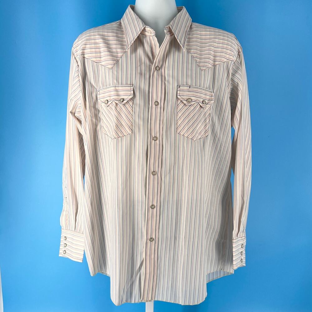 Vintage 80s Western Shirt Pearl Snaps Dee Cee Pastel Stripe 1980s